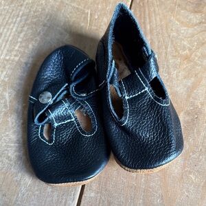 Soft Black Leather Baby Walker Shoes